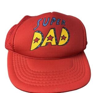 Vintage Super Dad Red  Adjustable Star Special Trucker SnapBack Hat